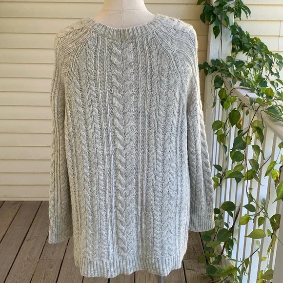 Soft Surroundings Cozy Cold Shoulder Sweater Plus Size 3X Gray Cable Knit Wool - Picture 4 of 9
